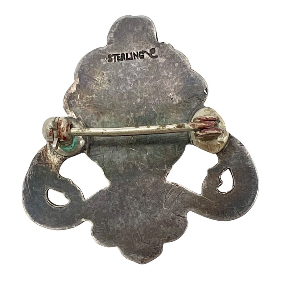 Antique Art Nouveau Sterling Silver Brooch Pin Repoussé Lady Goddess Face  925 - Picture 6 of 6